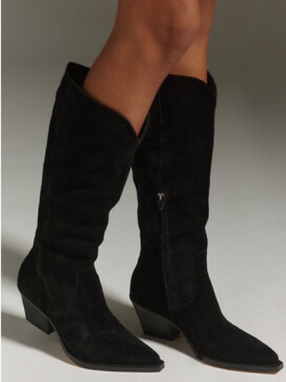 Dolce Vita Black Suede Knee-High Western Boots